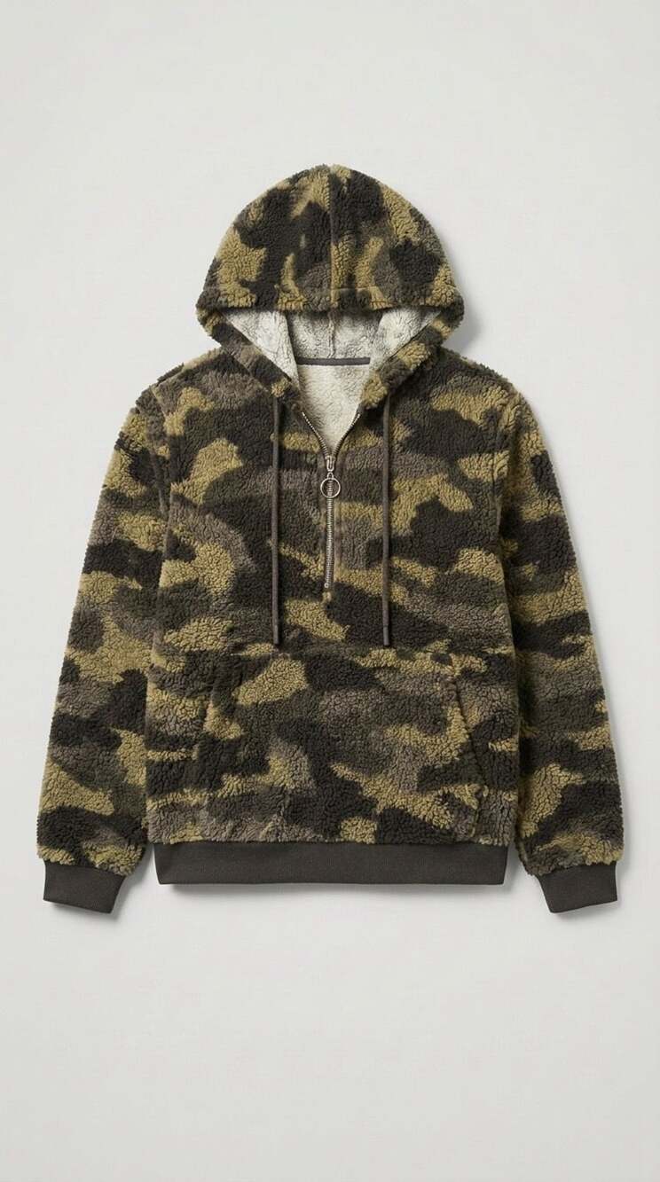 No Boundaries Camouflage Sherpa Fleece 1/4-Zip Hoodie